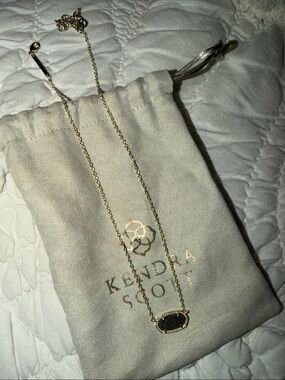 Kendra Scott Gold Necklace with Black Drusy Pendant